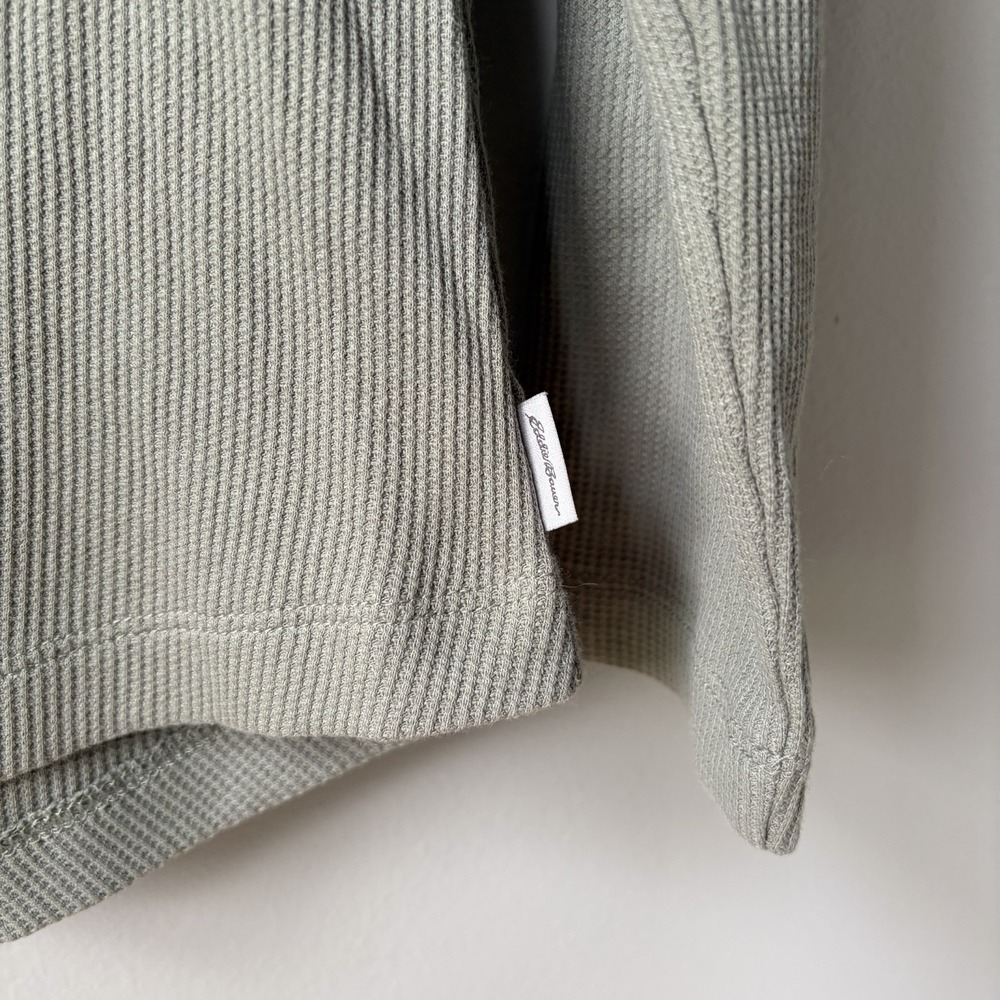 Eddie Bauer ribbed long-sleeve henley top Sage Green Women's Size Medium - Picture 6 of 8